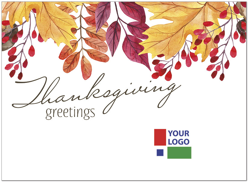 Select a verse or write your own. Thanksgiving Greetings Logo Card D1691U-4B